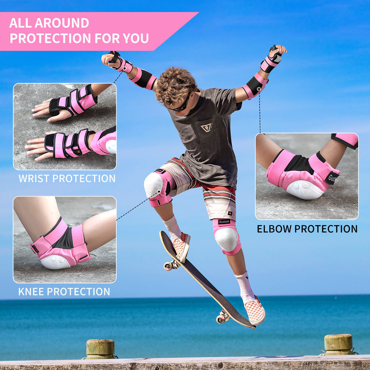 Gudook Sports Protective Pads F004(Pink)