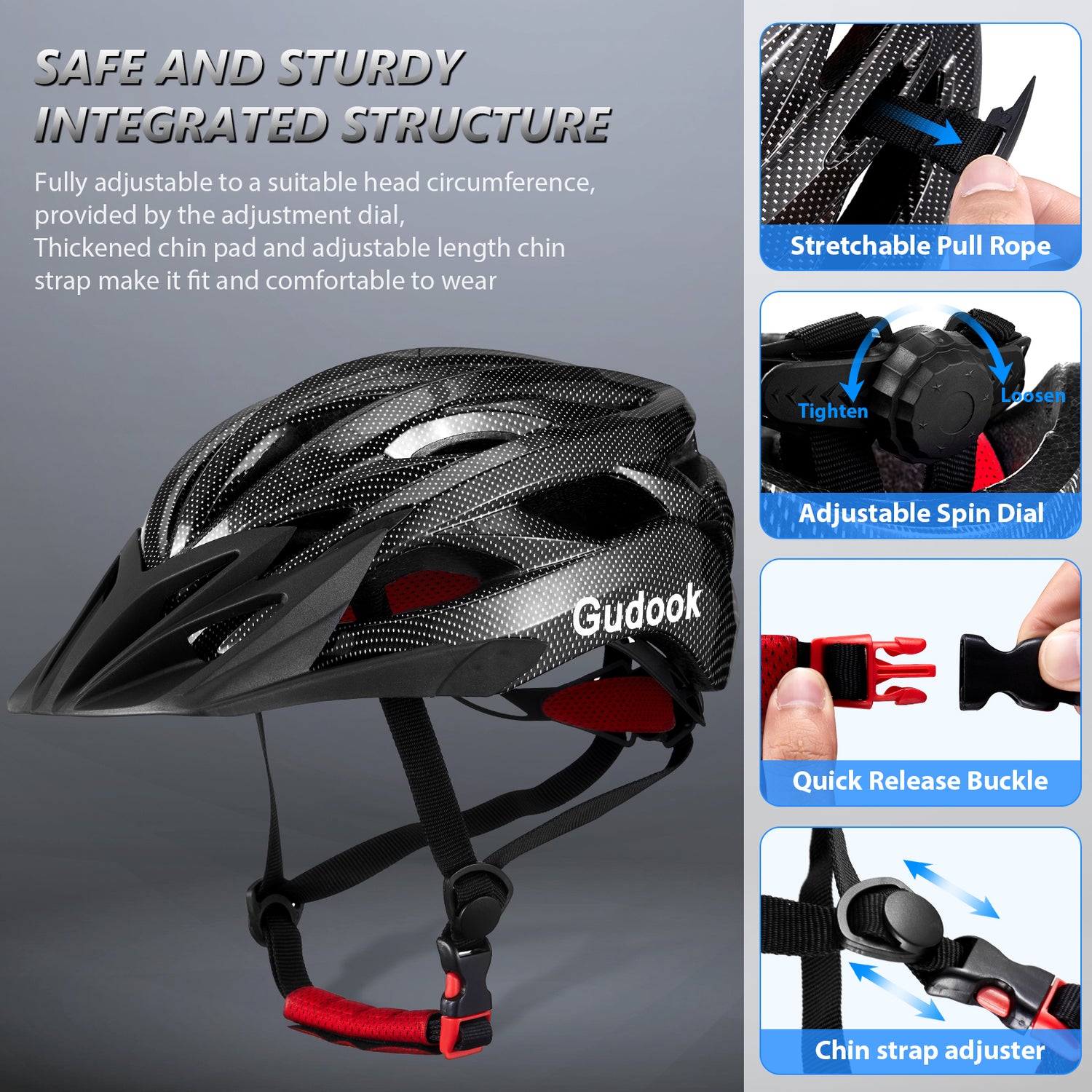 Gudook Bike Helmets for Men - Women Bicycle Helmet Adult - Certified  Lightweight Comfort Adjustable Cycling Helmet with Detachable Visor for  Mountain
