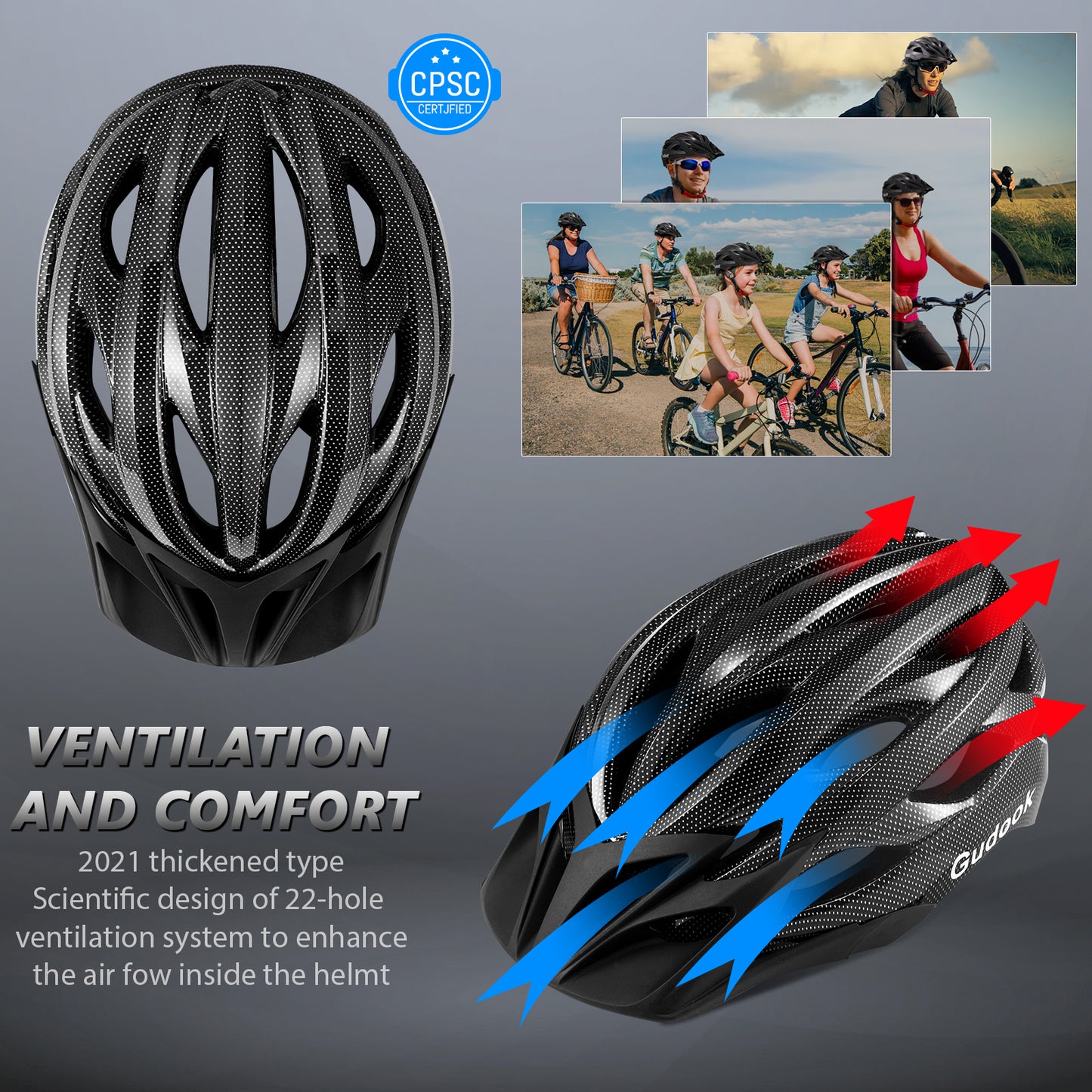 Gudook Bicycle Helmet with Detachable Visor KY-055